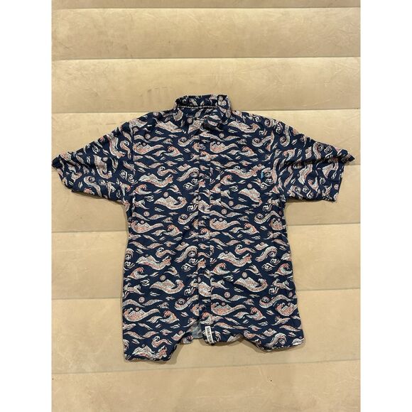 Kavu Men’s Medium Blue Short Sleeve Button Up Shirt - Picture 1 of 6